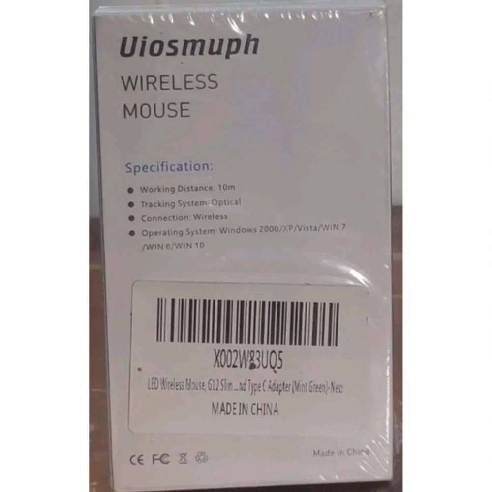 Uiosmuph LED Wireless Silent Mouse- G12‎ Slim Rechargeable-White